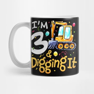 I'm 3 And Digging It Construction Excavator 3rd Birthday Mug